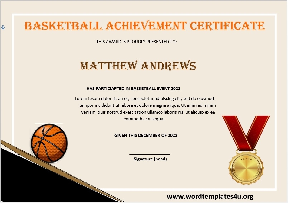 Basketball Certificate Templates - Word Templates inside Basketball Certificate Template