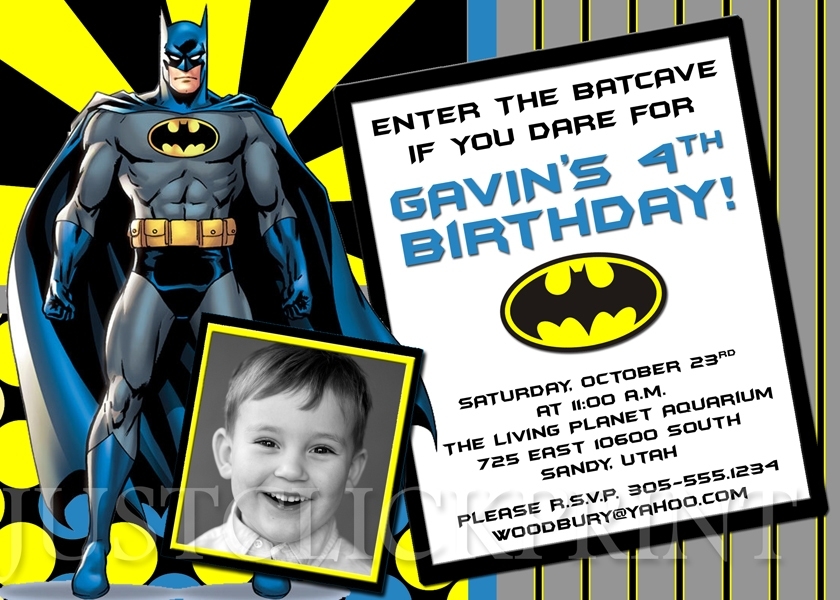 Batman Superhero Birthday Photo Invitation Printable · Just Click Print With Batman Birthday Card Template