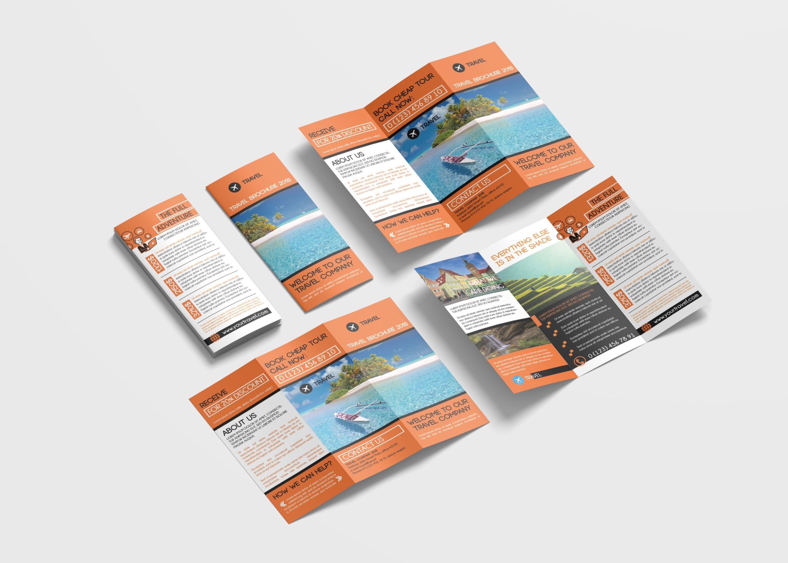 Beautiful Travel Vacation Tri Fold Brochure Design Template | Psd Pertaining To Travel And Tourism Brochure Templates Free