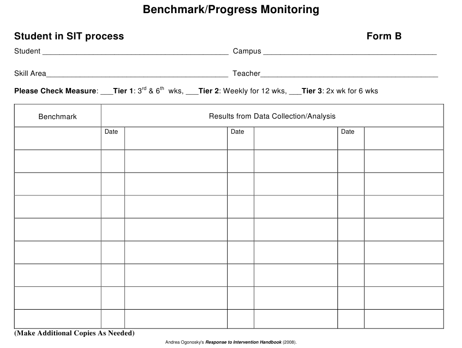 Benchmark Or Progress Monitoring Sheet Download Printable Pdf Inside Weekly Test Report Template