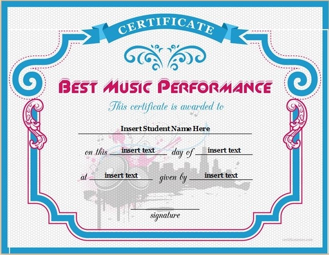 Best Music Performance Award Certificates | Professional Certificate intended for Best Performance Certificate Template