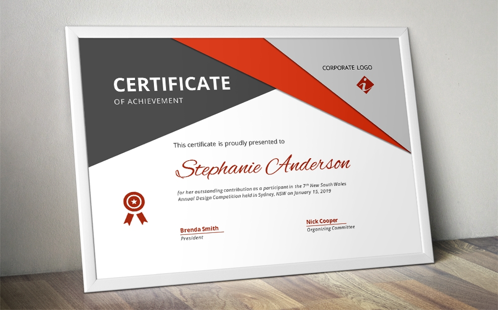 Big Triangle Corporate Certificate Template For Ms Word By Inkpower Pertaining To Word 2013 Certificate Template