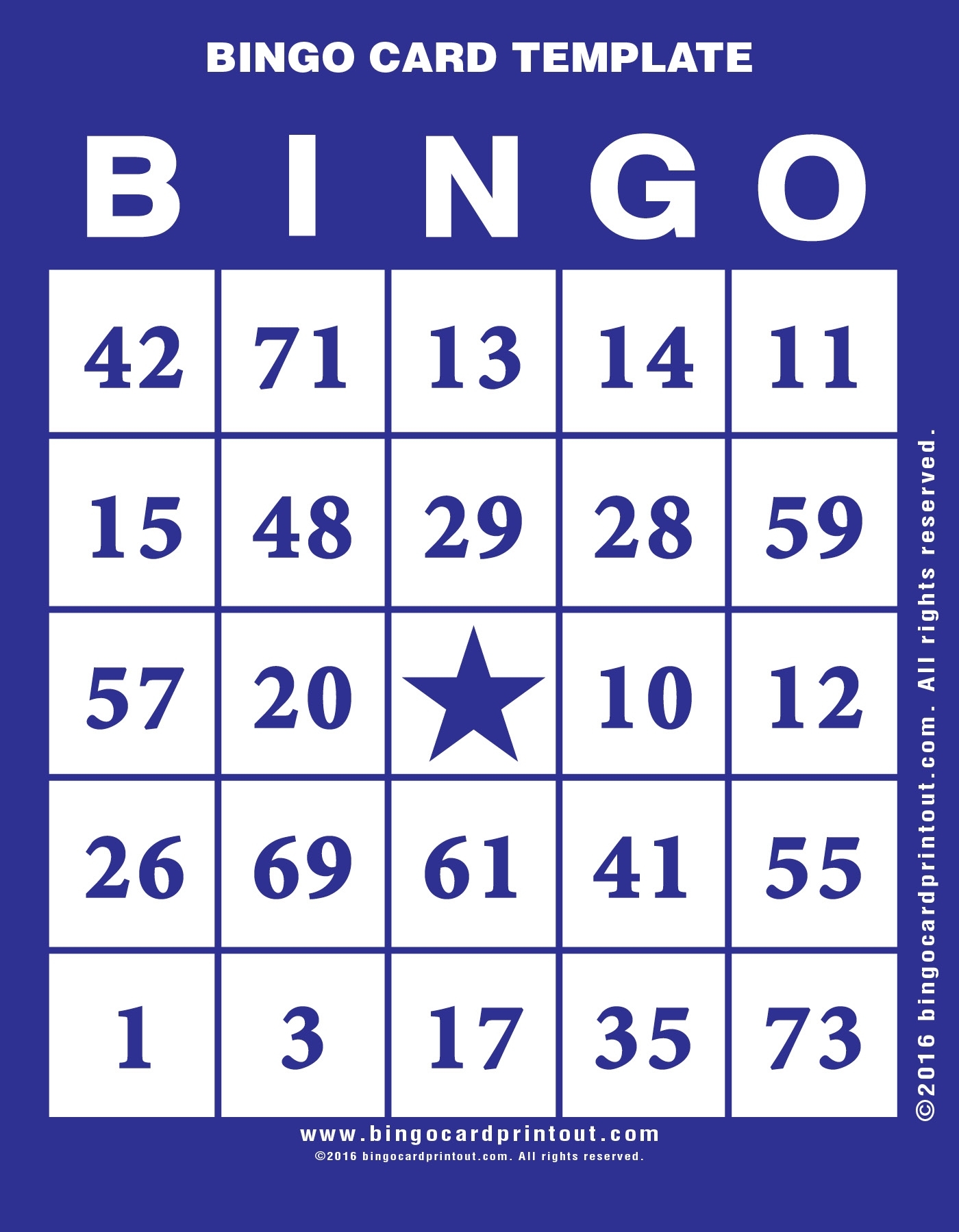 Bingo Card Template - Bingocardprintout with regard to Bingo Card Template Word