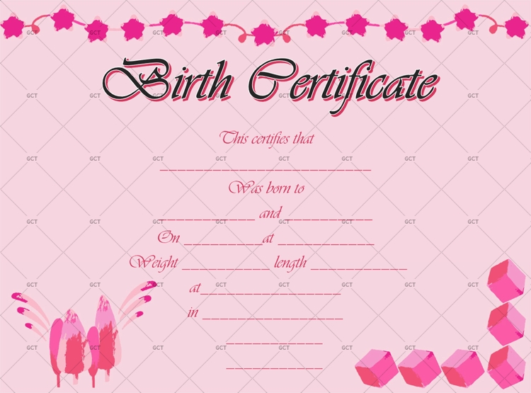 Birth Certificate Template (Stars) – Gct Within Girl Birth Certificate Template