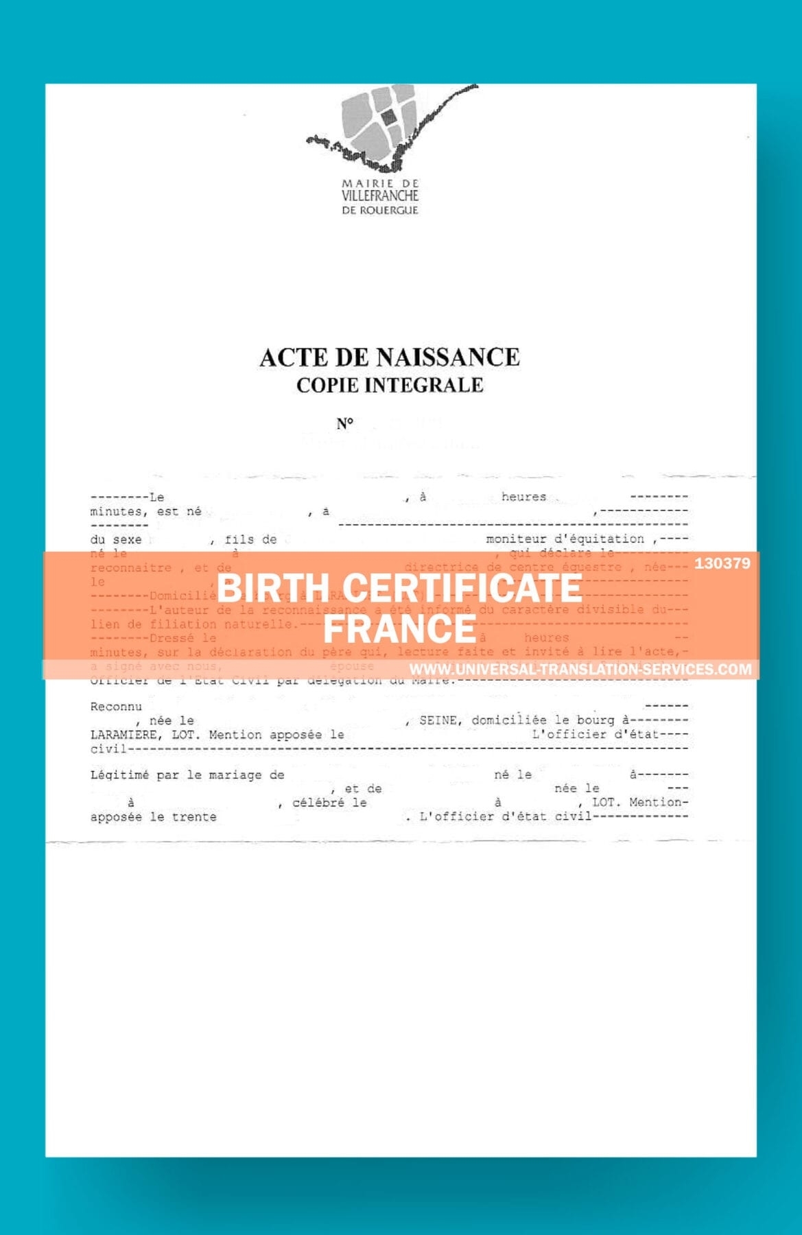 Birth Certificate Translation Template From France (Made By Expert) Regarding Birth Certificate Translation Template