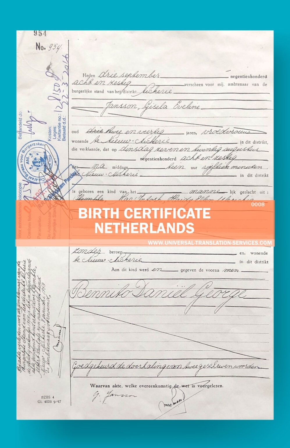 Birth Certificate Translation Template Netherlands At $15 (Best Offer) Throughout Birth Certificate Translation Template