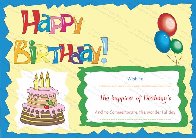 Birthday Gift Certificate Templates – Certificate Templates Throughout Kids Gift Certificate Template