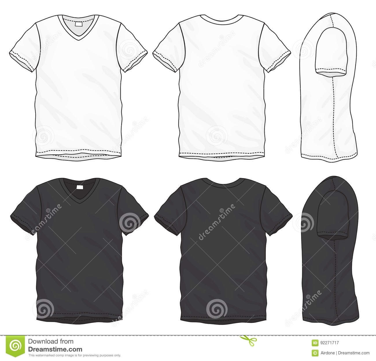 Black White V Neck T Shirt Design Template Stock Vector - Illustration Intended For Blank V Neck T Shirt Template