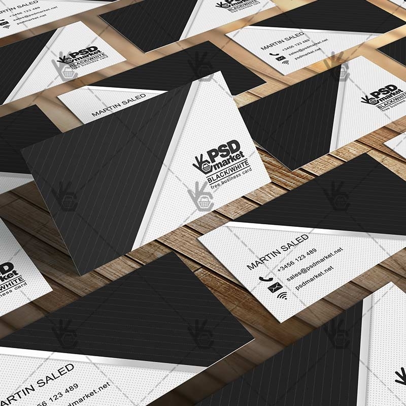 Black&White Business Card - Free Psd Template With Black And White Business Cards Templates Free
