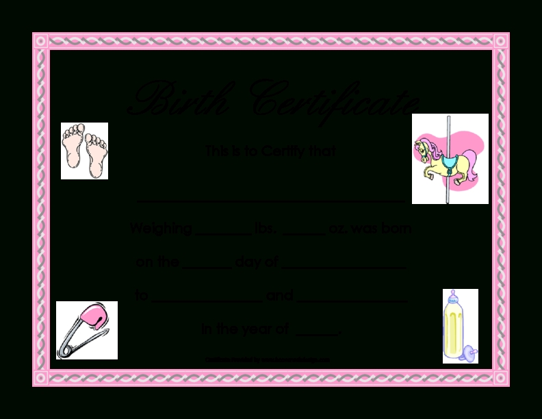 Blank Birth Certificate Template 2 | Legalforms In Girl Birth Certificate Template