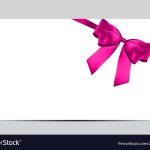 Blank Gift Card Template With Pink Bow And Ribbon Vector Image Intended For Donation Cards Template