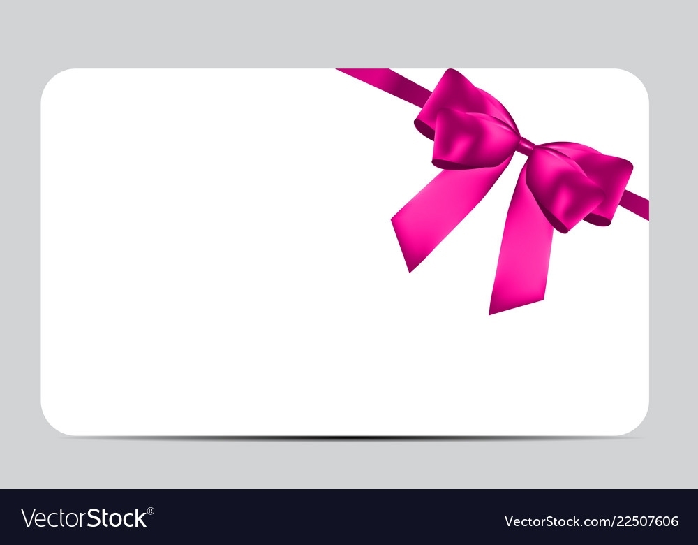 Blank Gift Card Template With Pink Bow And Ribbon Vector Image Intended For Donation Cards Template