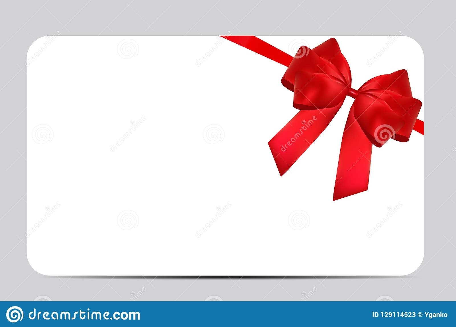Blank Gift Card Template With Red Bow And Ribbon. Vector Illustration Regarding Present Card Template