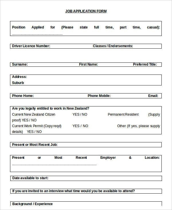 Blank Job Application – 8+ Free Word, Pdf Documents Download | Free With Regard To Job Application Template Word