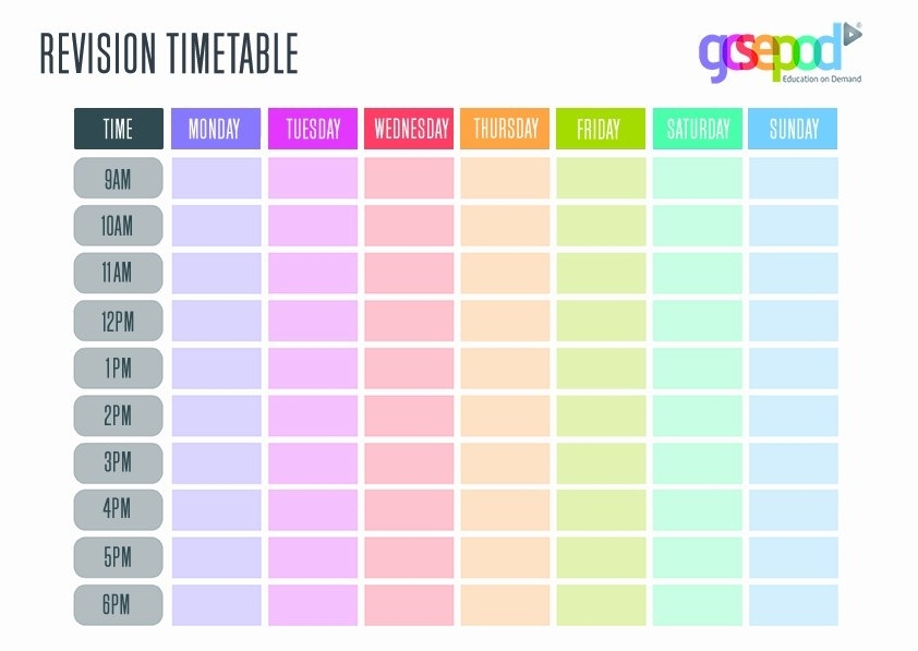 Blank Revision Timetable Template | Best Creative Template Ideas Regarding Blank Revision Timetable Template