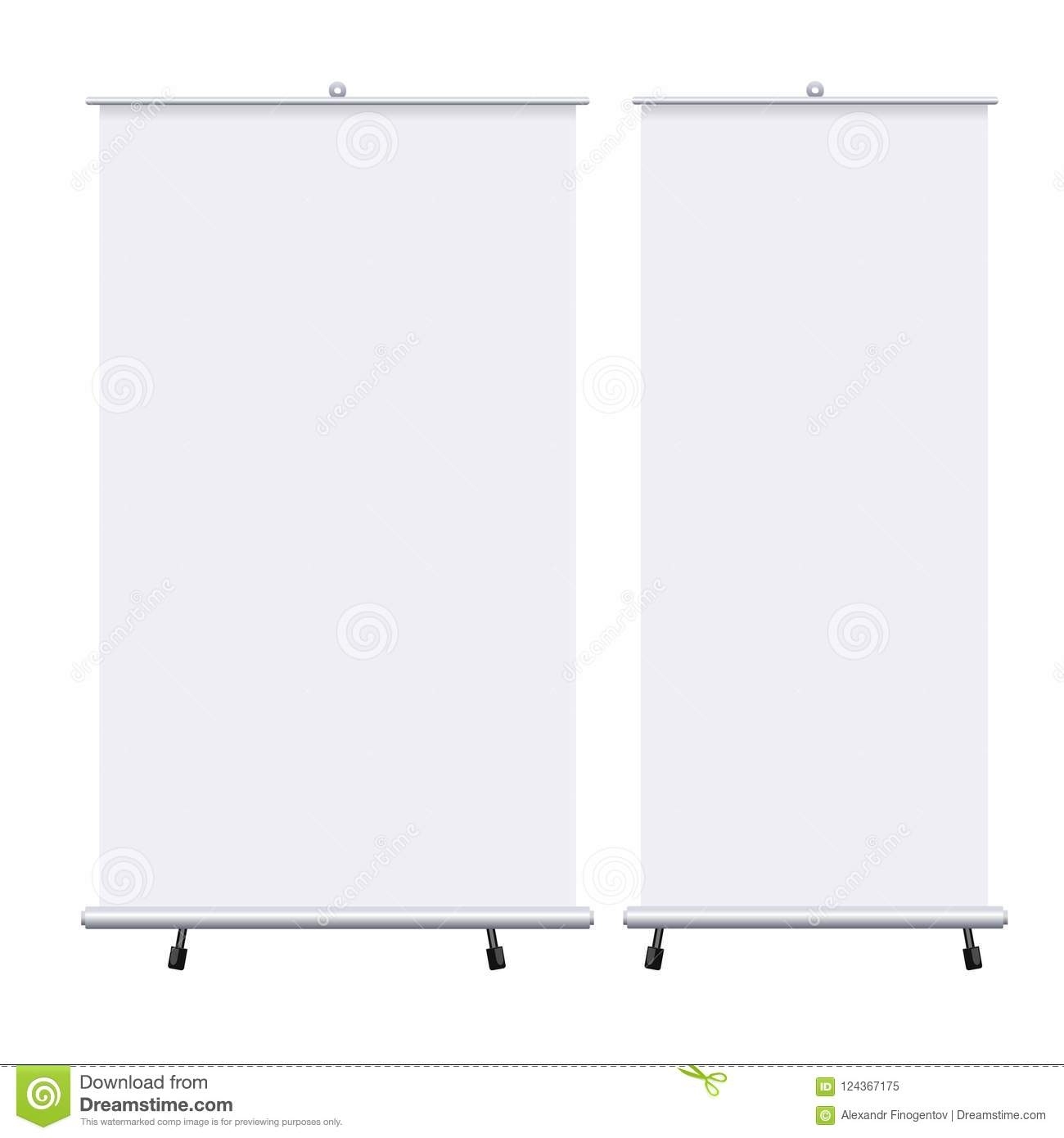 Blank Roll Up Banners Set Isolated On The White Background. Design With Regard To Pop Up Banner Design Template