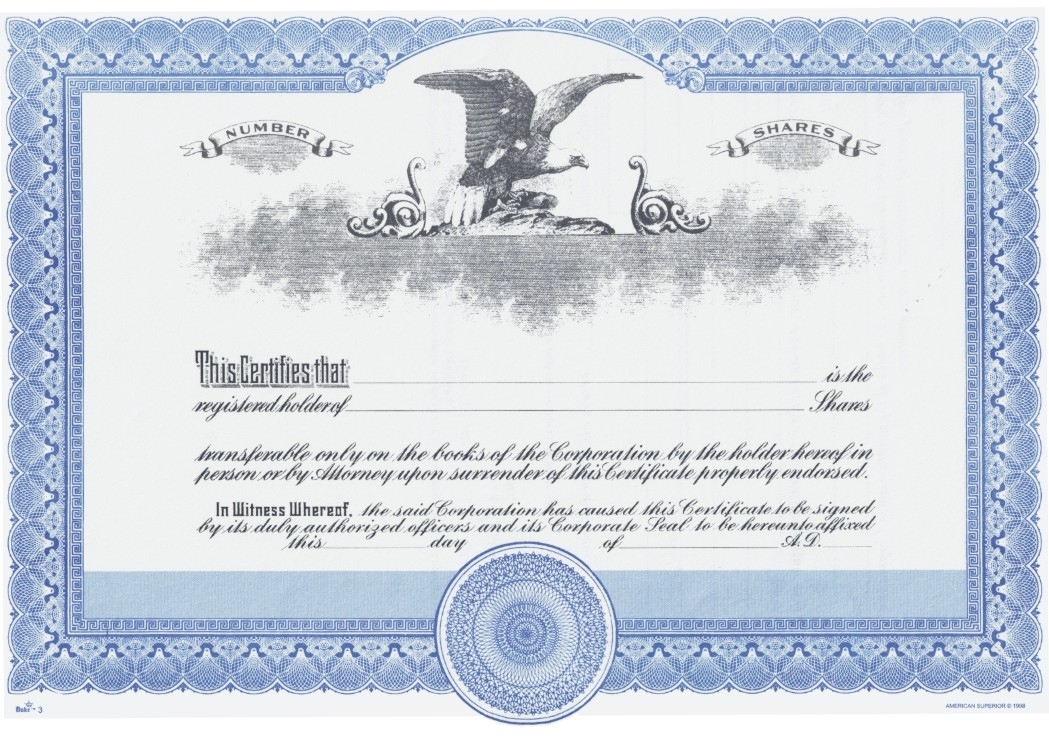 Blank Stock Certificates - Free Printable Documents Inside Blank Share Certificate Template Free