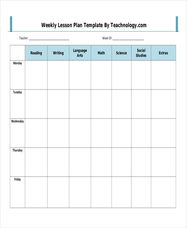 Blank Weekly Lesson Plan Templates At – Download Weekly Lesson Plan Inside Blank Preschool Lesson Plan Template