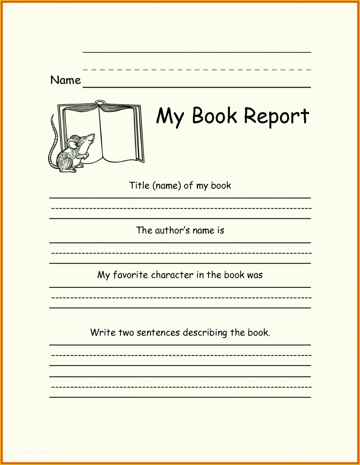 Book Report Template 2Nd Grade Free Of Book Report Template 1St To 5Th Within Second Grade Book Report Template