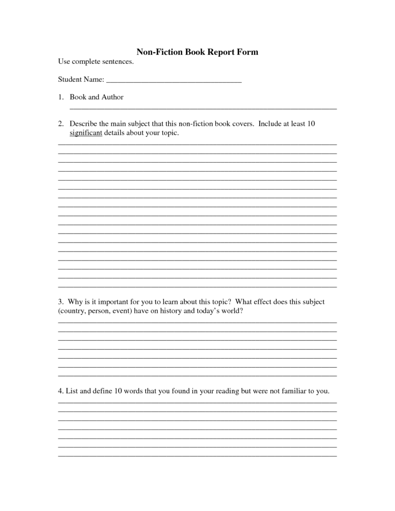 Book Report Template 4Th Grade Nonfiction (6) – Professional Templates Pertaining To Nonfiction Book Report Template