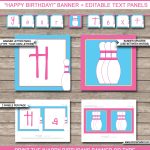 Bowling Party Banner Template | Birthday Banner | Editable Bunting With Regard To Diy Birthday Banner Template