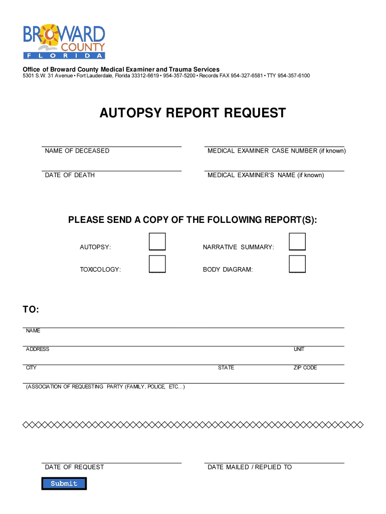 Broward County Coroner Reports – Fill Out And Sign Printable Pdf Regarding Blank Autopsy Report Template