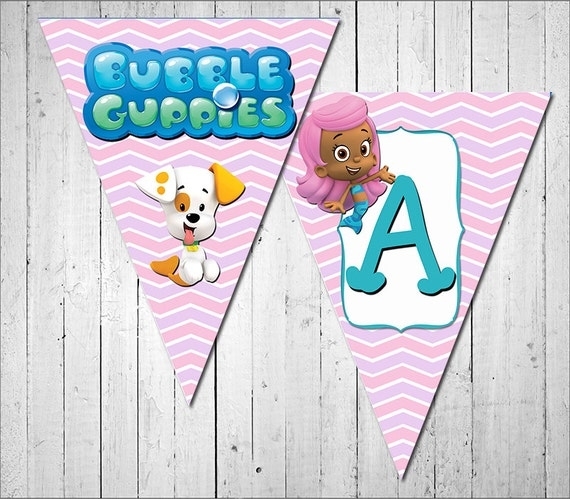 Bubble Guppies Birthday Banner By Maypartyprintables On Etsy With Regard To Bubble Guppies Birthday Banner Template