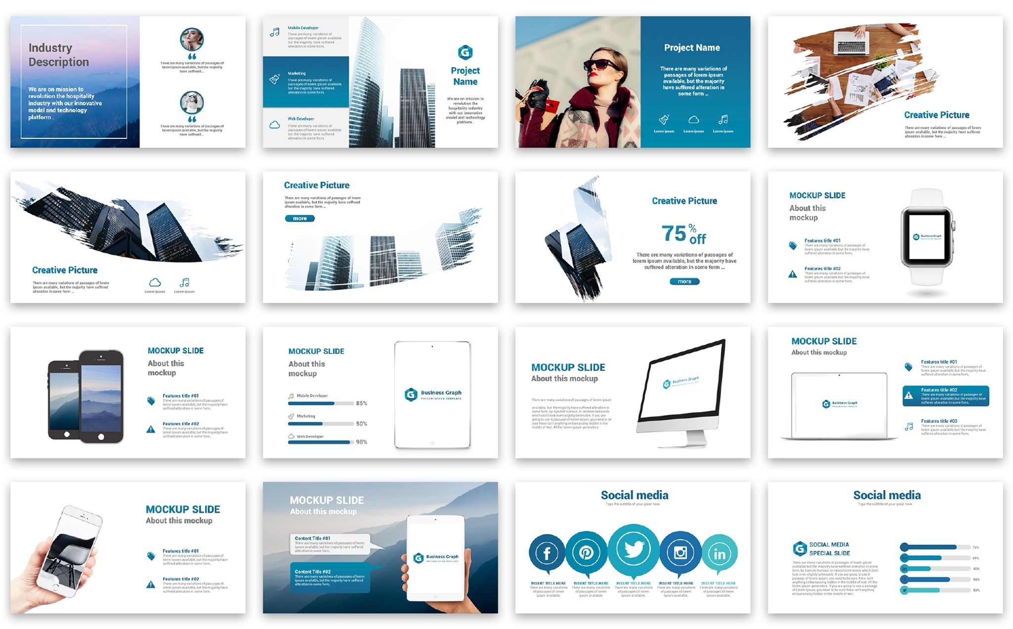 Business Graph Presentation Powerpoint Template For $18 inside Powerpoint Photo Slideshow Template