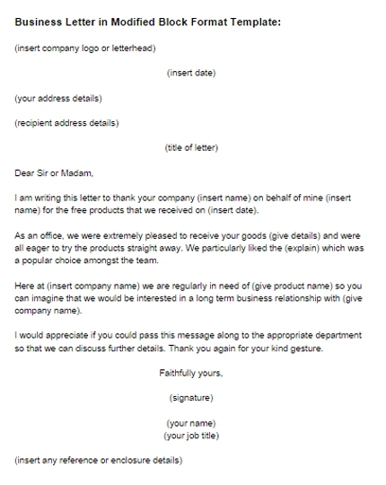 Business Letter Modified Block Format Template | Just Letter Templates In Modified Block Letter Template Word