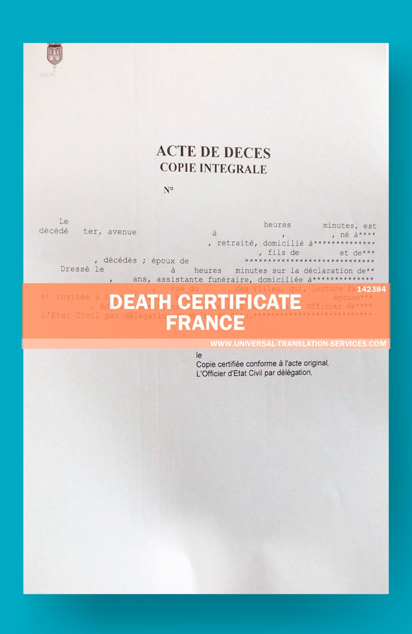 Buy French Death Certificate Translation Template [Ata Member] Throughout Death Certificate Translation Template