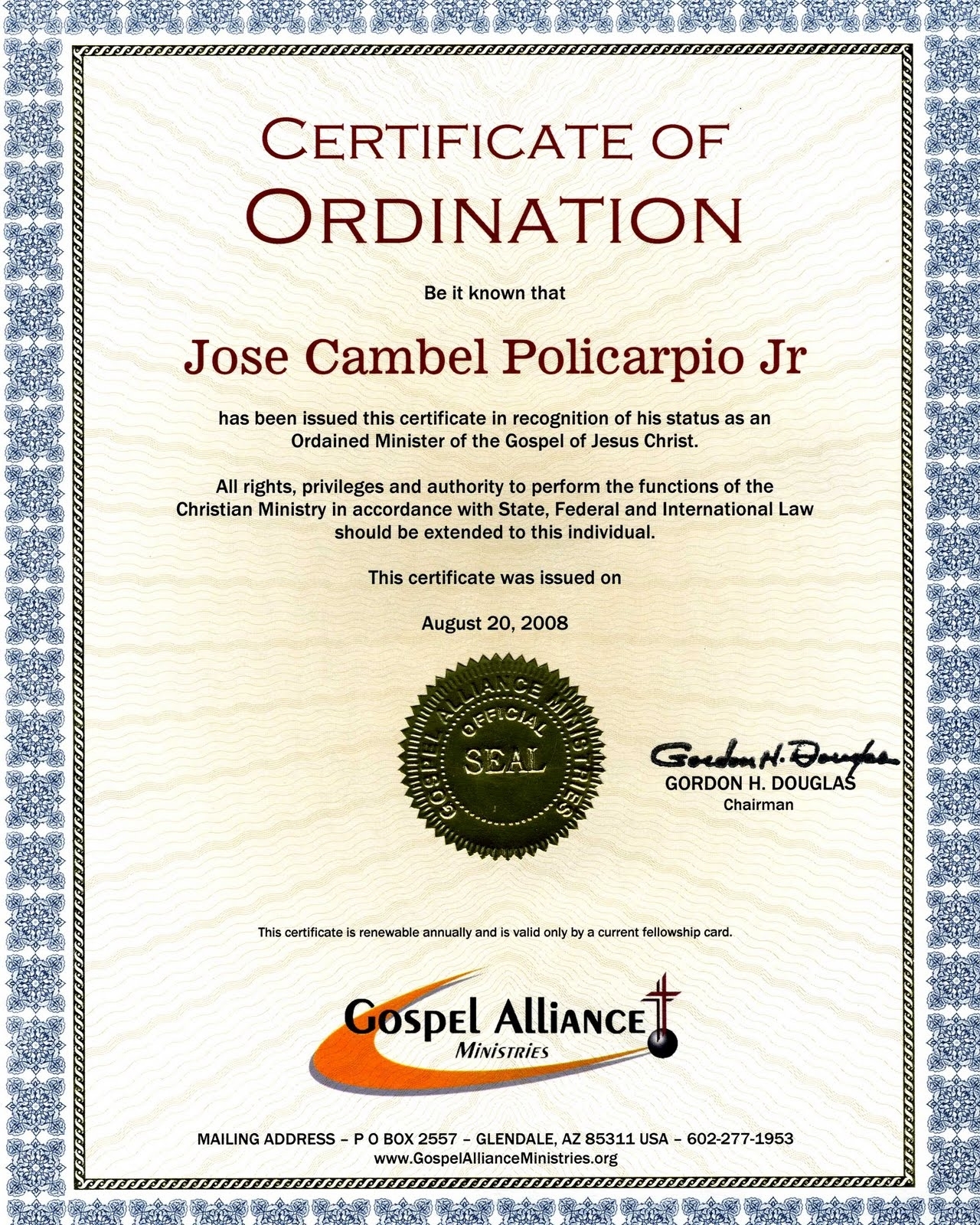 C/Certificate Of Ordination For Minister | Template Printable Inside Certificate Of Ordination Template