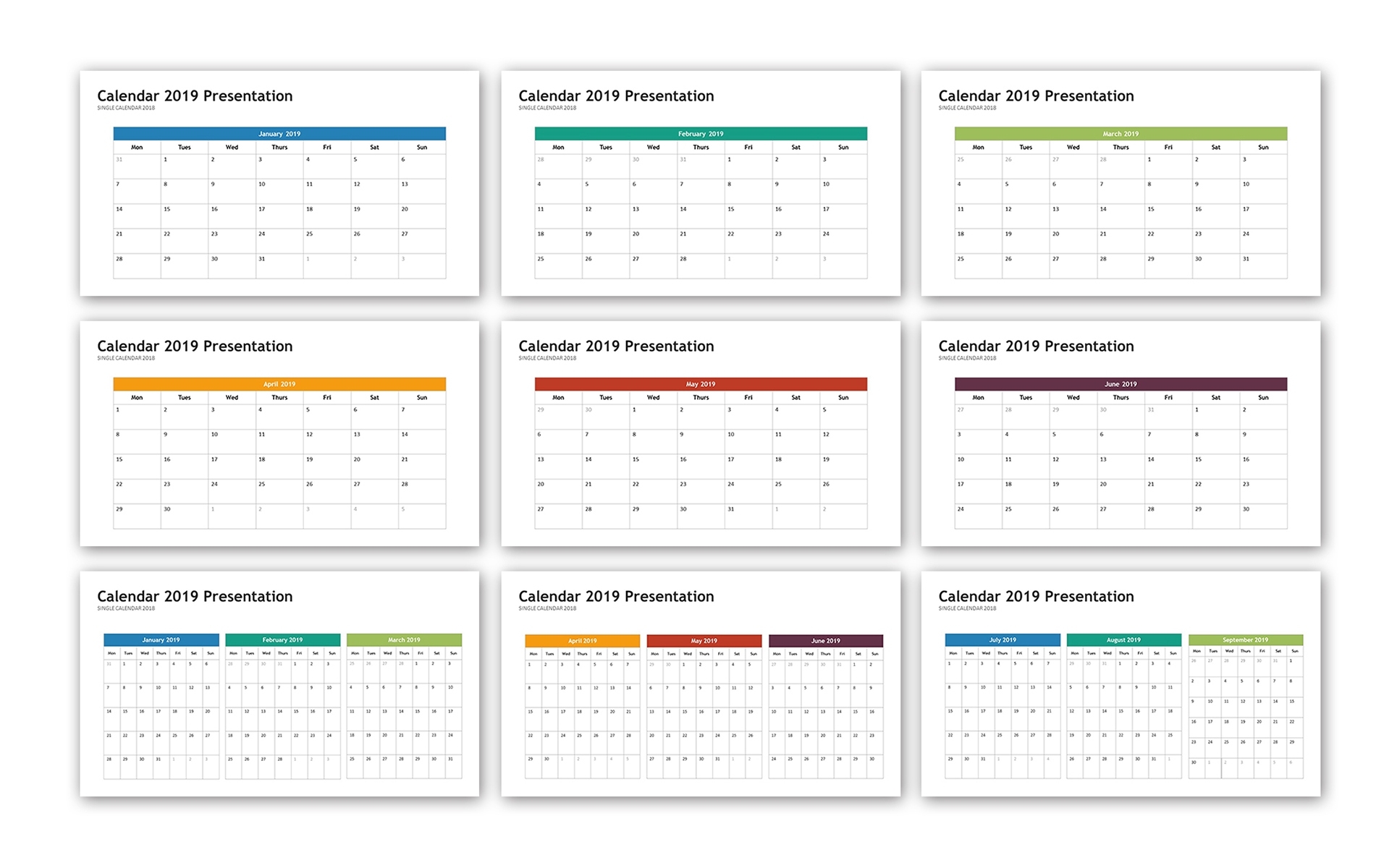 Calendar 2019 – Infographic Powerpoint Template #74264 Within Microsoft Powerpoint Calendar Template