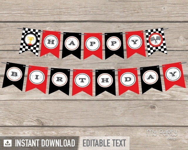Car Race Party Banner Instant Download Printable Pdf Intended For Cars Birthday Banner Template