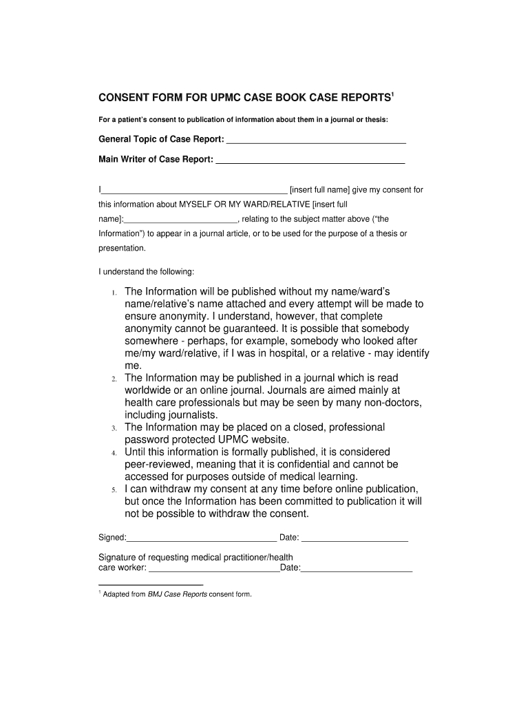 Case Report Consent Form – Fill Out And Sign Printable Pdf Template Intended For Case Report Form Template