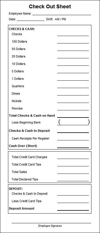 Cash Register Closeout Template | Charlotte Clergy Coalition with Check Out Report Template