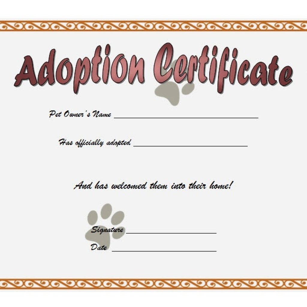 Cat Adoption Certificate Template Free 2020: 9+ Best Ideas With Regard To Adoption Certificate Template
