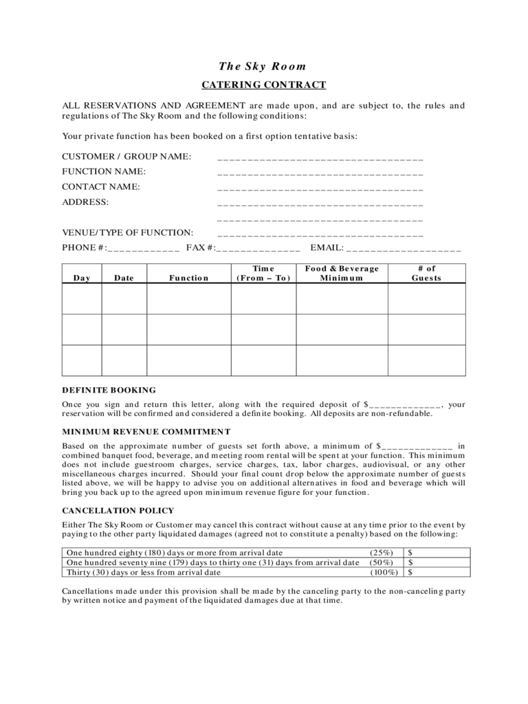 Catering Contract Template - 6 Free Templates In Pdf, Word, Excel Download Throughout Catering Contract Template Word
