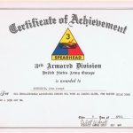 Certificate Of Achievement, 3Rd Armored Division U.s. Army Europe With Certificate Of Achievement Army Template