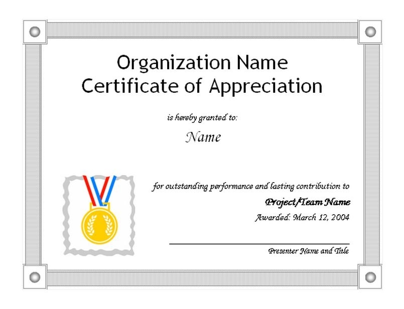 Certificate Of Appreciation | Certificate Of Appreication Template For Small Certificate Template