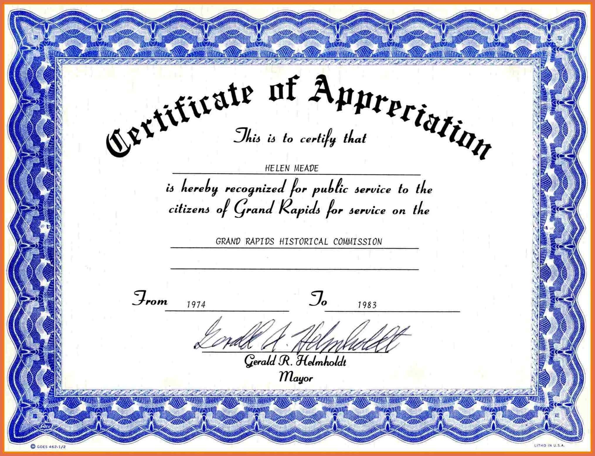 Certificate Of Appreciation Template Free Download | Task List Templates With Regard To Certificate Of Appreciation Template Free Printable