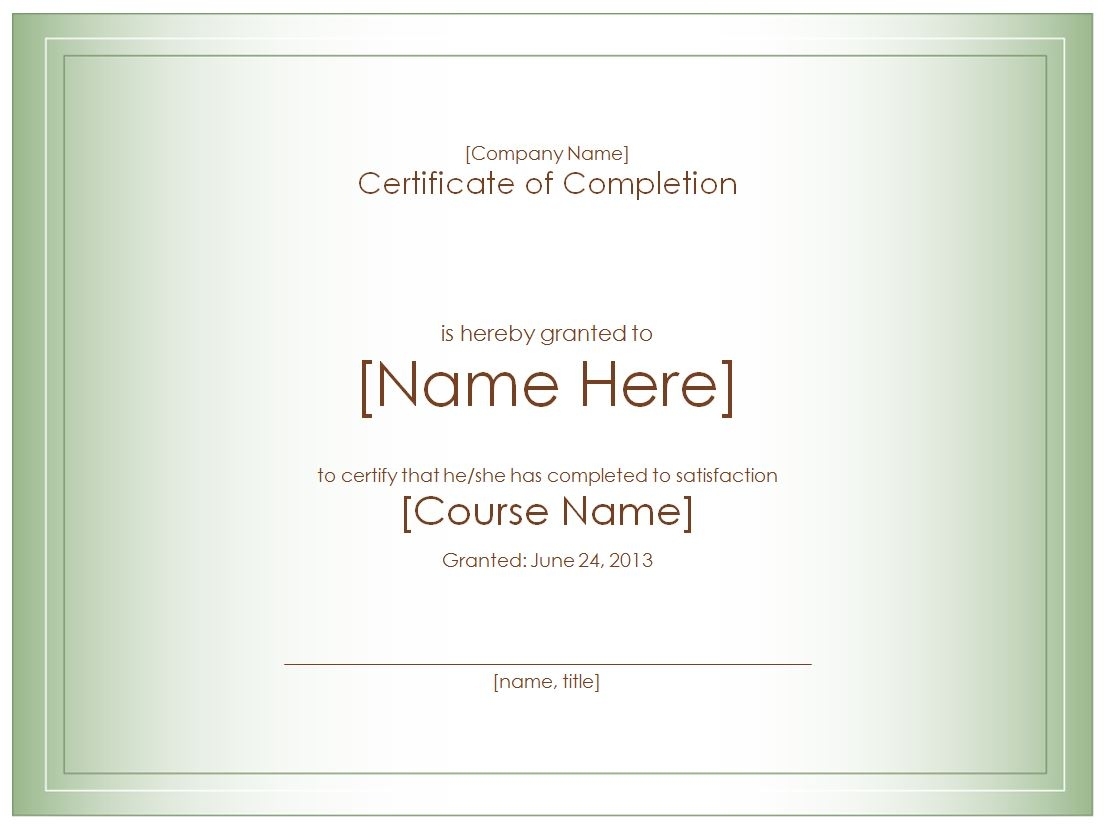 Certificate Of Completion Template | Certificate Of Completion Templates Pertaining To Free Training Completion Certificate Templates