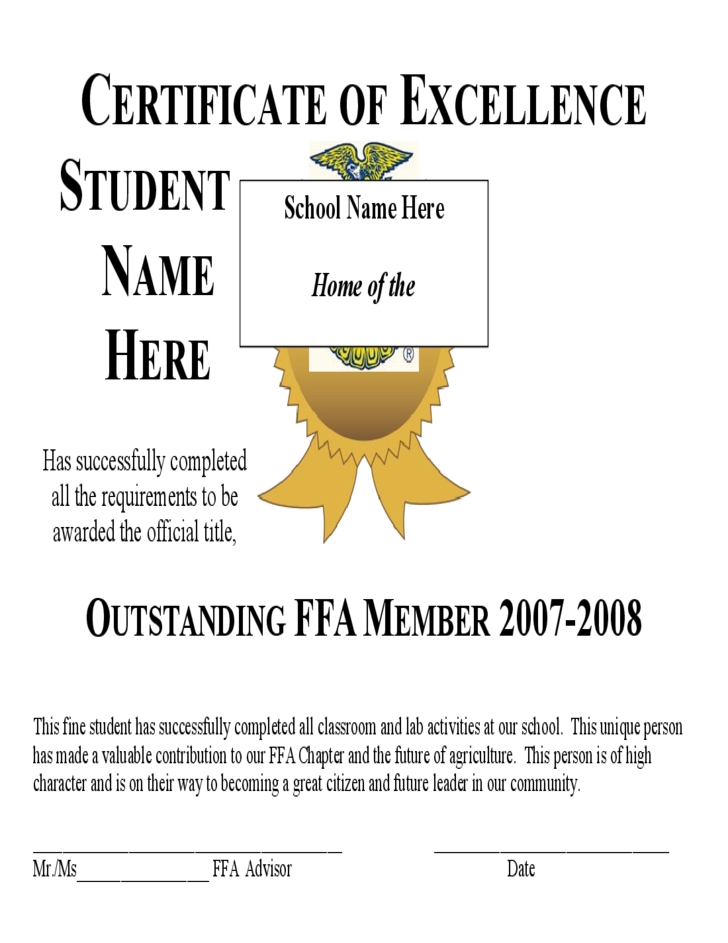 Certificate Of Excellence Template Free Download | Best Creative In Free Certificate Of Excellence Template
