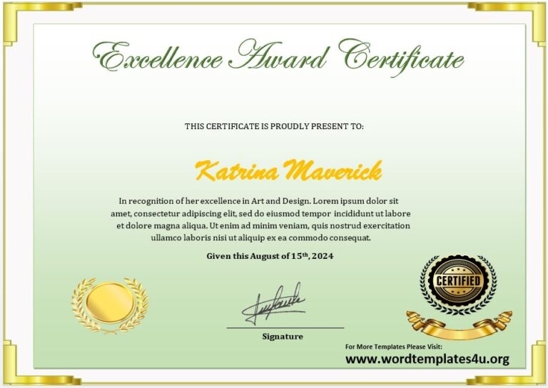 Certificate Of Excellence Templates - Word Templates Pertaining To Certificate Of Excellence Template Word