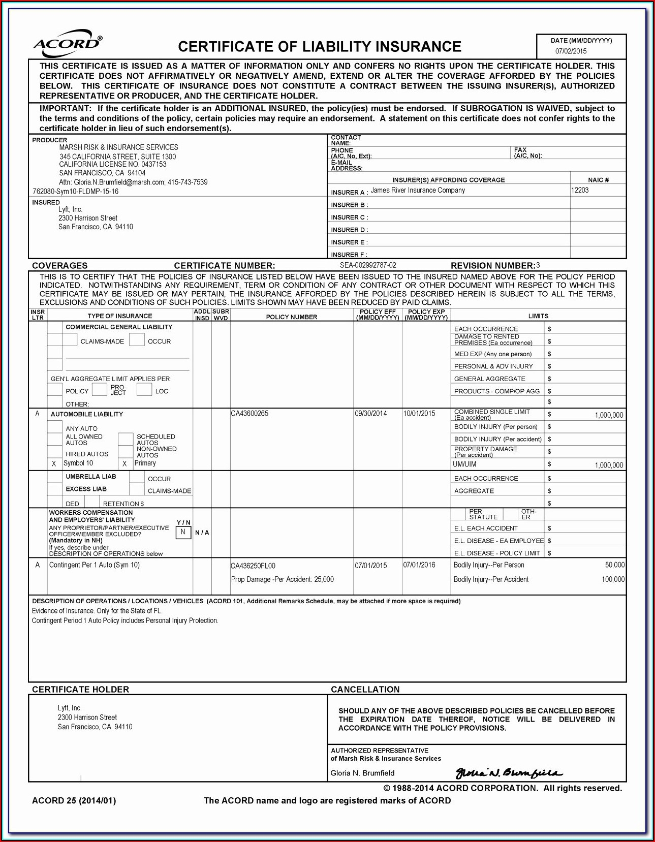 Certificate Of Liability Insurance Template Blank – Template 1 : Resume Pertaining To Acord Insurance Certificate Template