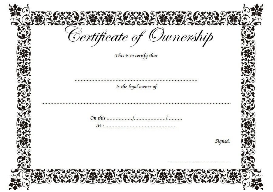 Certificate Of Ownership Template Free (10+ Official Documents) Pertaining To Ownership Certificate Template