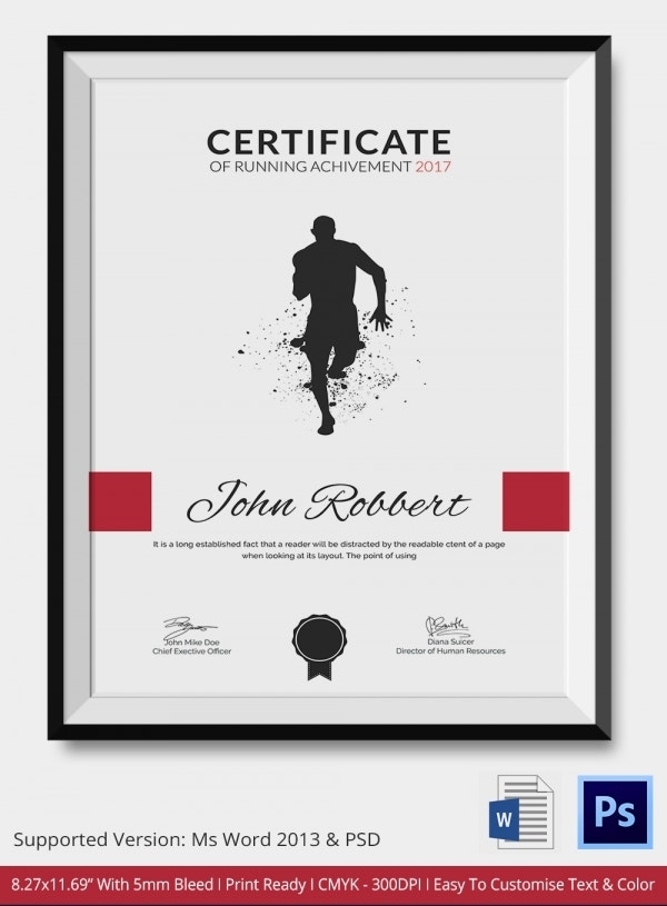 Certificate Of Running Template – 5+ Word, Psd Format Download | Free With Regard To Running Certificates Templates Free