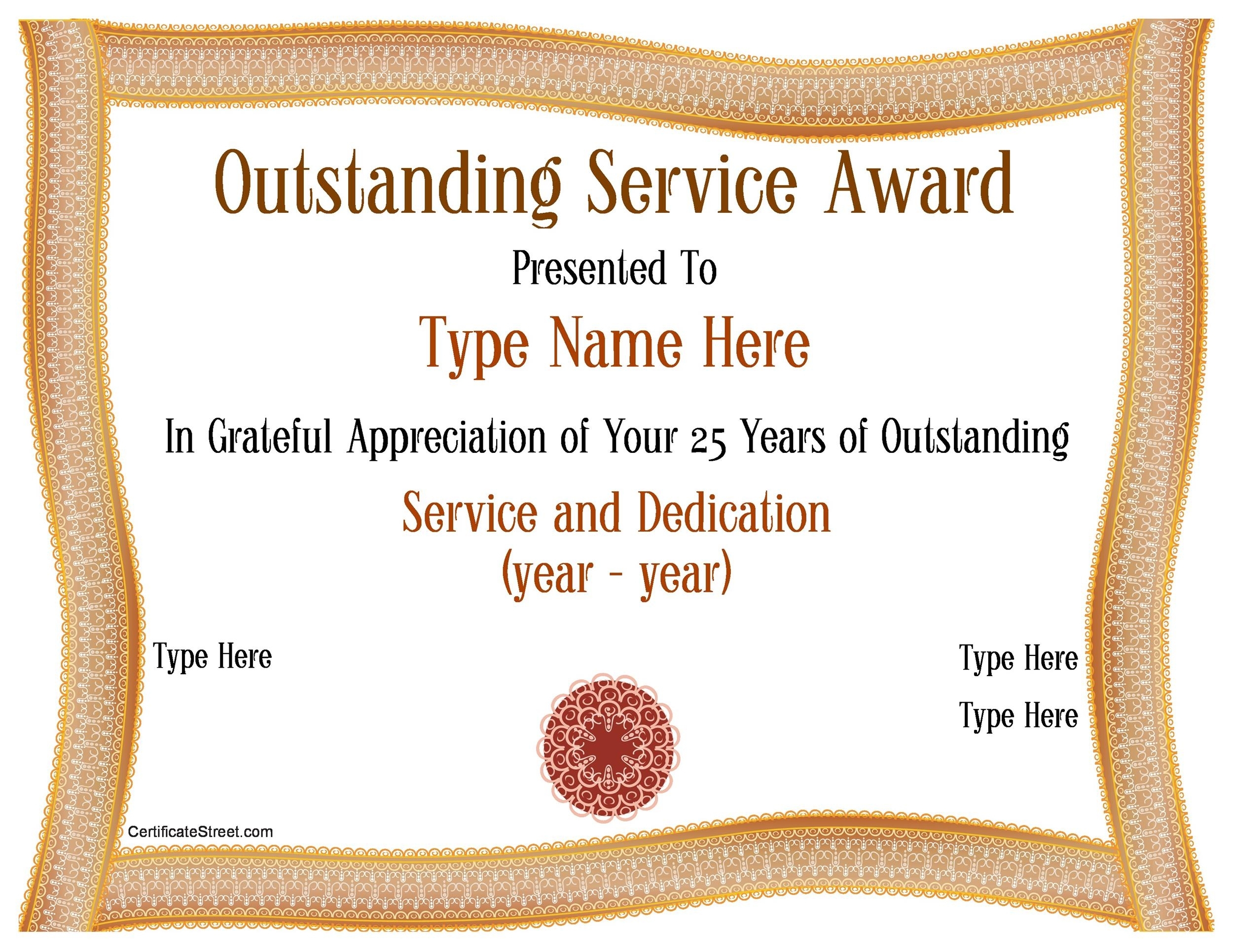 Certificate Of Years Of Service Template - Printable Word Doc 5 Year Regarding Employee Certificate Of Service Template