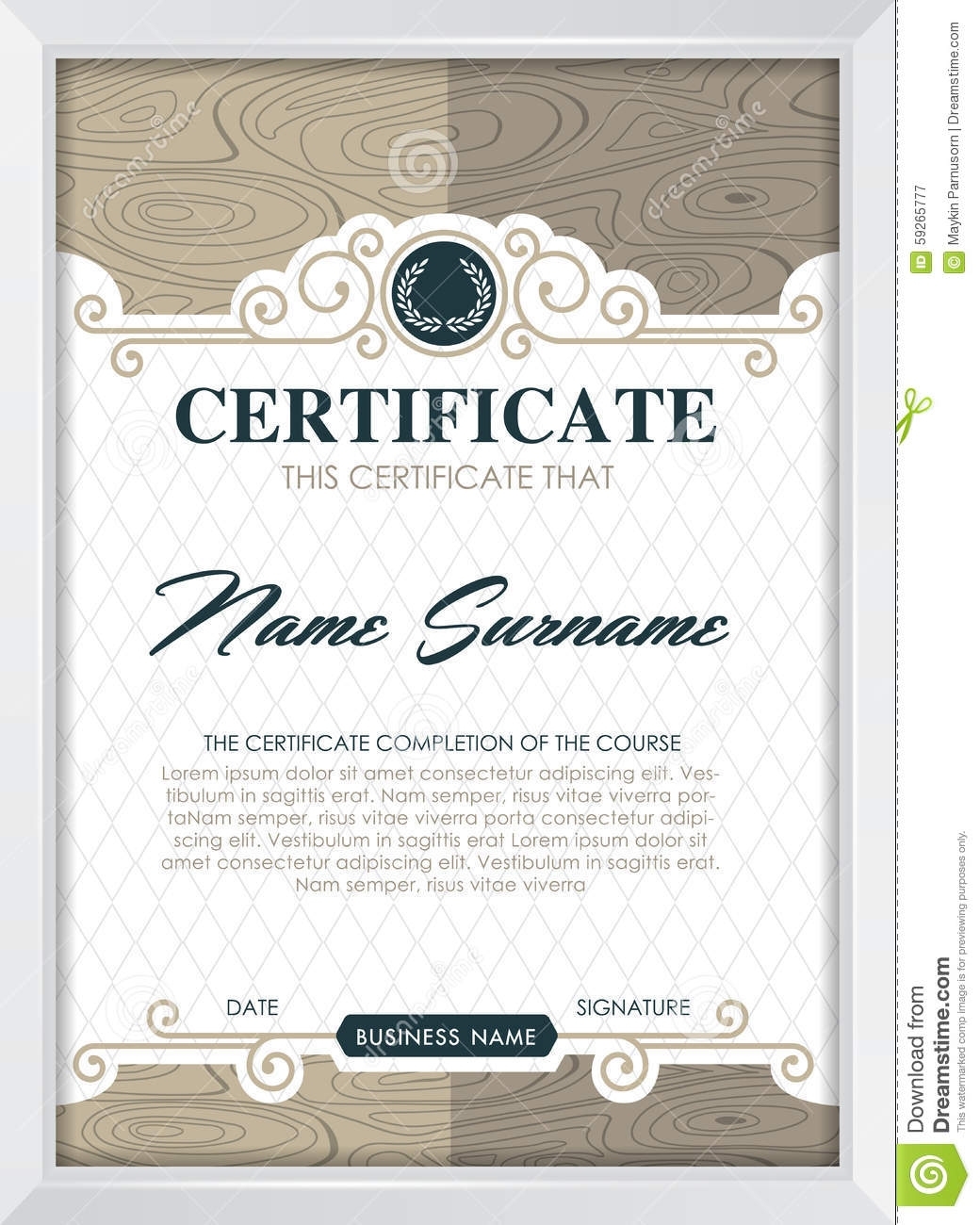 Certificate Stock Vector. Illustration Of Diploma, Frame – 59265777 Intended For Qualification Certificate Template