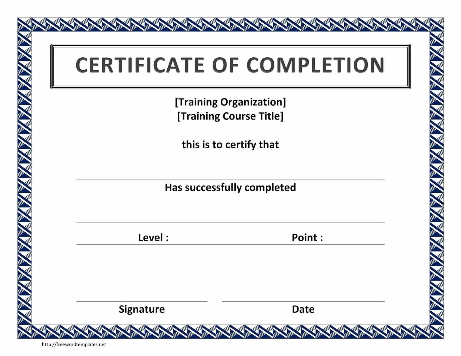 Certificate Templates: Sample Blank Certificates Regarding Free Certificate Of Completion Template Word