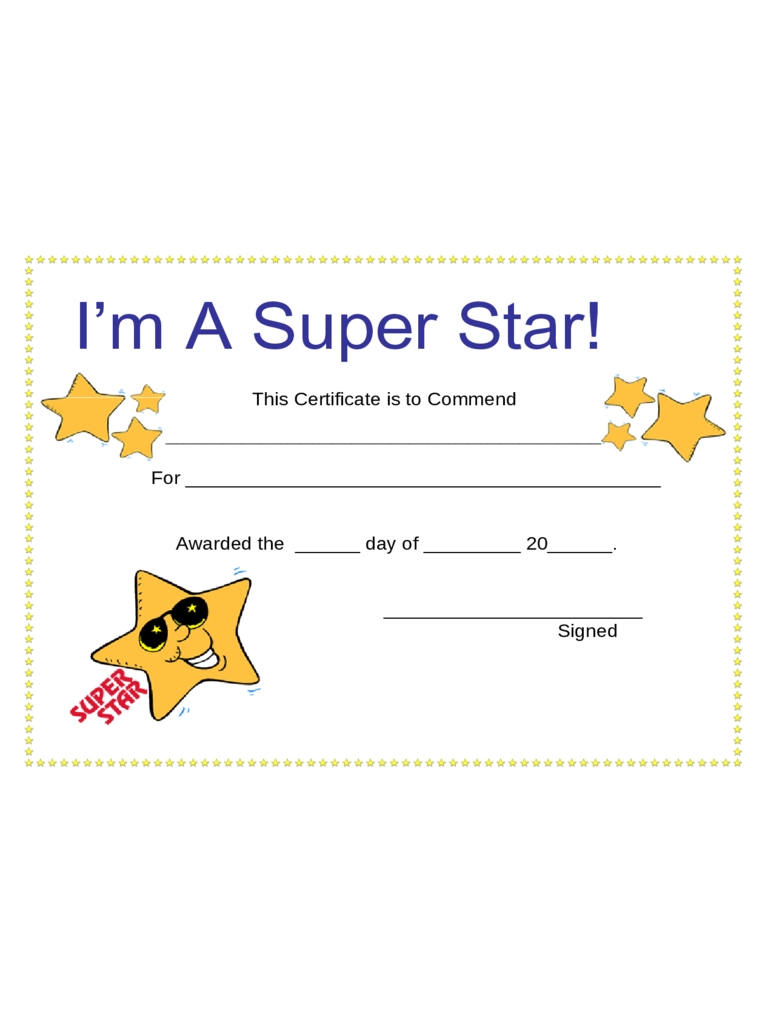 Certificates For Kids - 2 Free Templates In Pdf, Word, Excel Download intended for Star Award Certificate Template